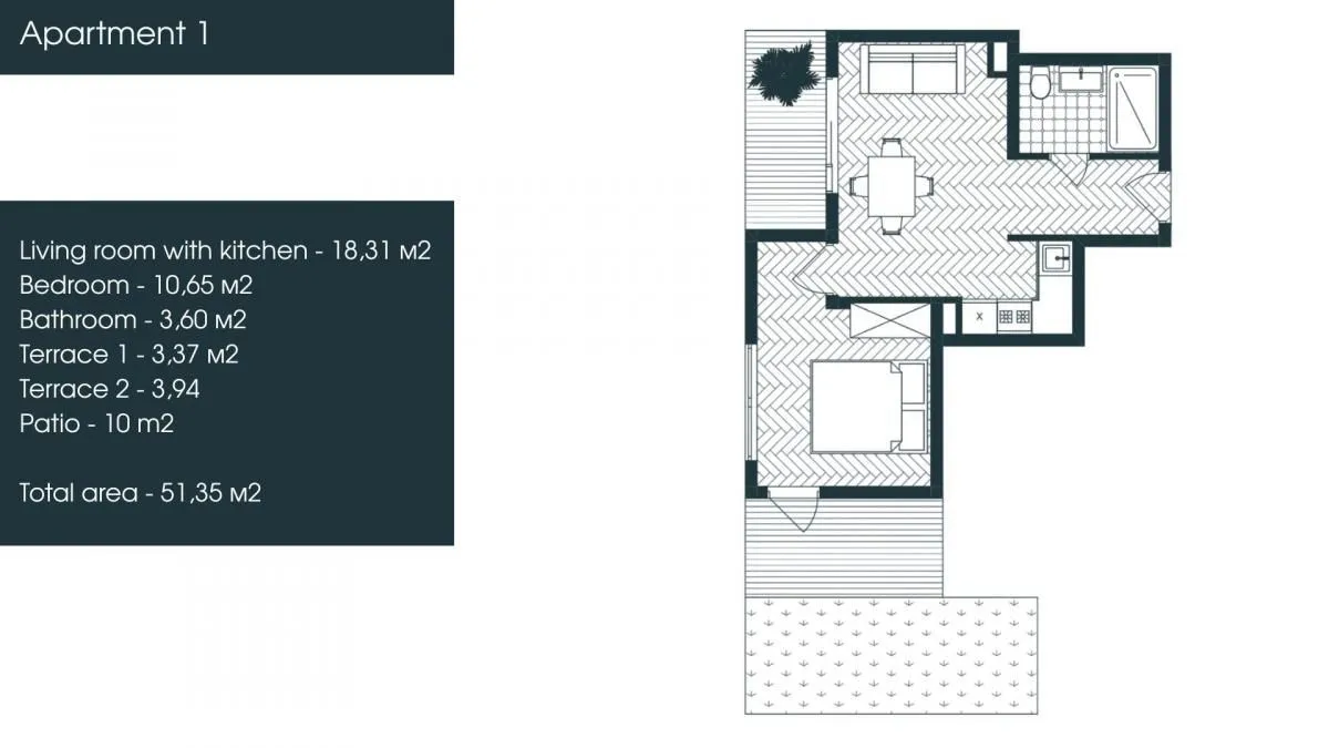 Prodaja, jednosoban stan, 51m², Donja Lastva, Tivat