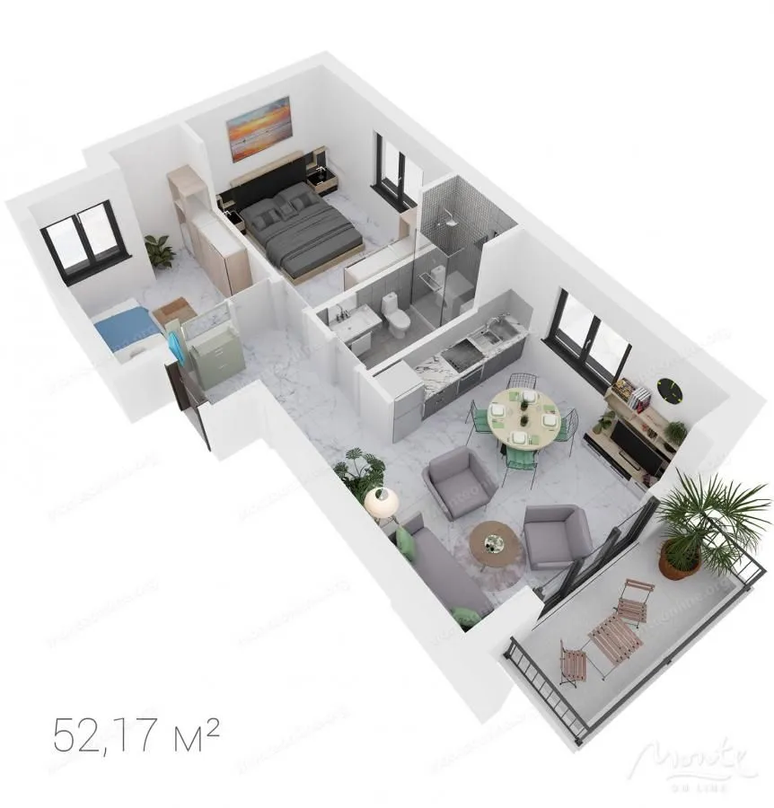 Prodaja, jednosoban stan, 46m², Dobrota, Kotor