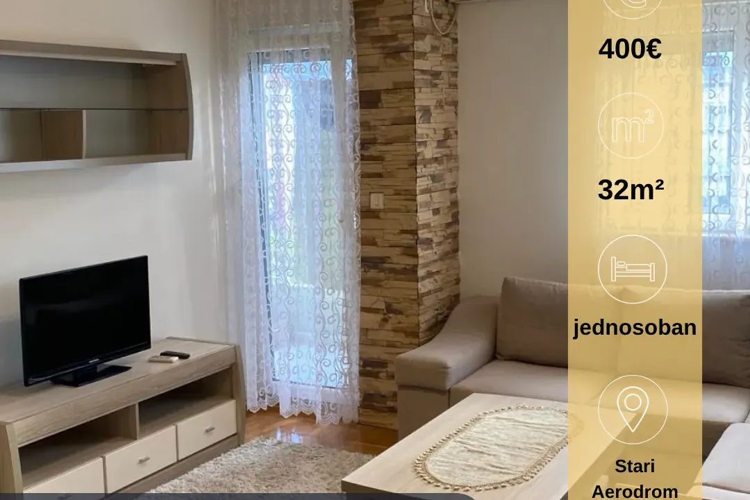 Rent, one bedroom apartment, 32m², Stari Aerodrom, Podgorica
