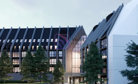 Pogled na spoljašnjost moderne stambene zgrade sa drvećem i osvetljenim ulazom. - image 3