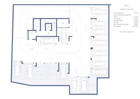 Architectural floor plan of the underground level showing parking spaces and common areas. - image 13