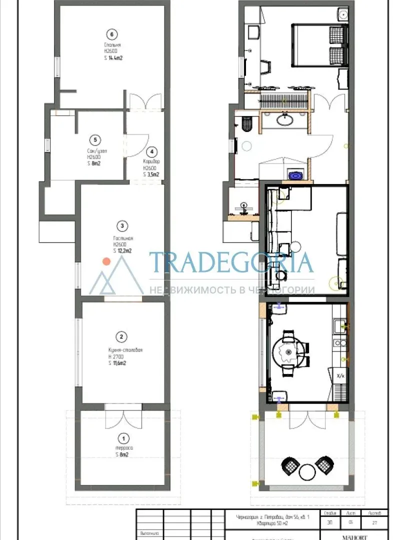 Prodaja, jednosoban stan, 46m², Petrovac, Budva