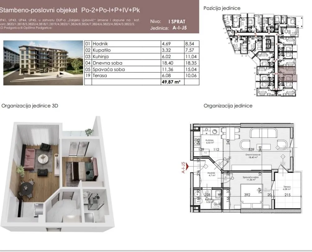 Prodaja, jednosoban stan, 50m², Ljubović, Podgorica