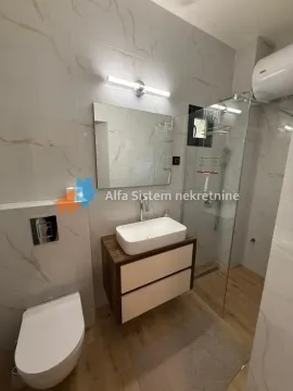 Savremeno opremljeno kupatilo sa umivaonikom, tuš kabinom i wc šoljom. - image 13