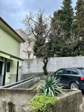 Pogled na dvorište sa zelenilom i parkiranim automobilom ispred kuće. - image 9