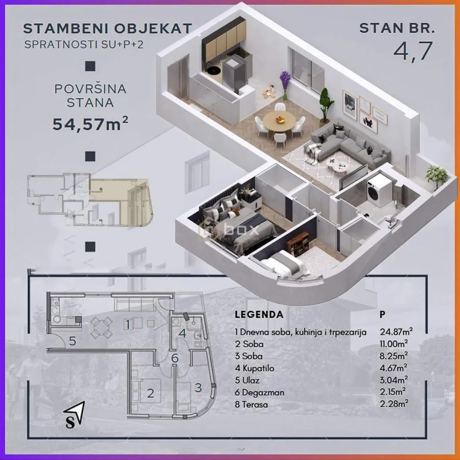 Sale, two bedroom apartment, 55m², Palilula, Niš