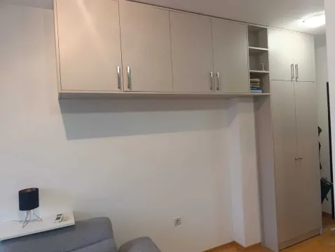 Living room with built-in wardrobe and wall-mounted cabinets. - image 11