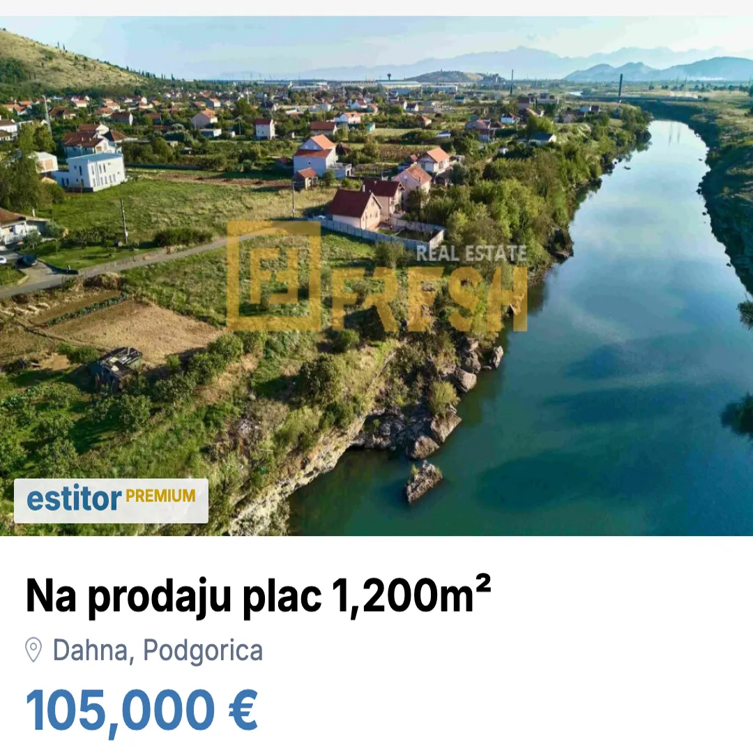 Prodaja, plac, 1200m², Dahna, Podgorica