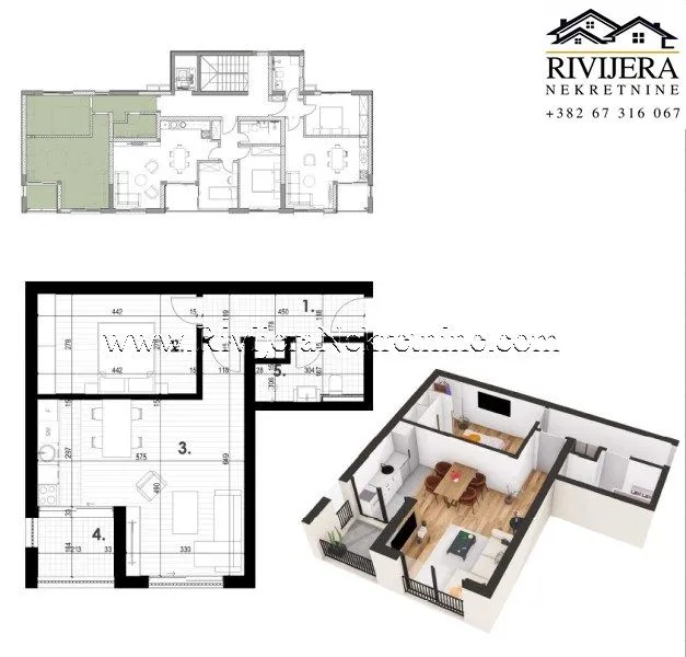 Prodaja, jednosoban stan, 53m², Kava, Tivat