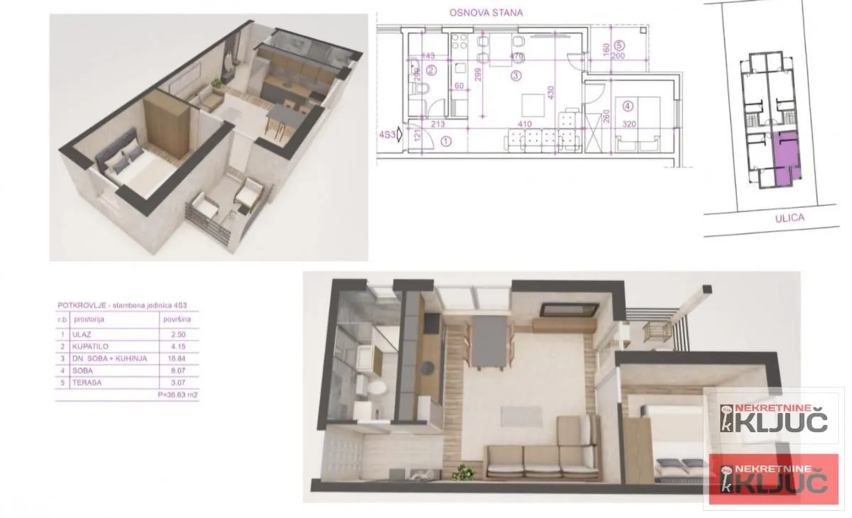 Sale, one bedroom apartment, 37m², Adice, Novi Sad Sve Podlokacije