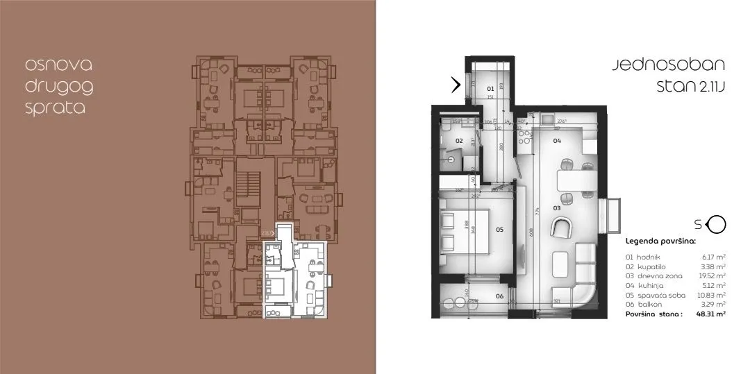 Prodaja, jednosoban stan, 47m², Tološi, Podgorica