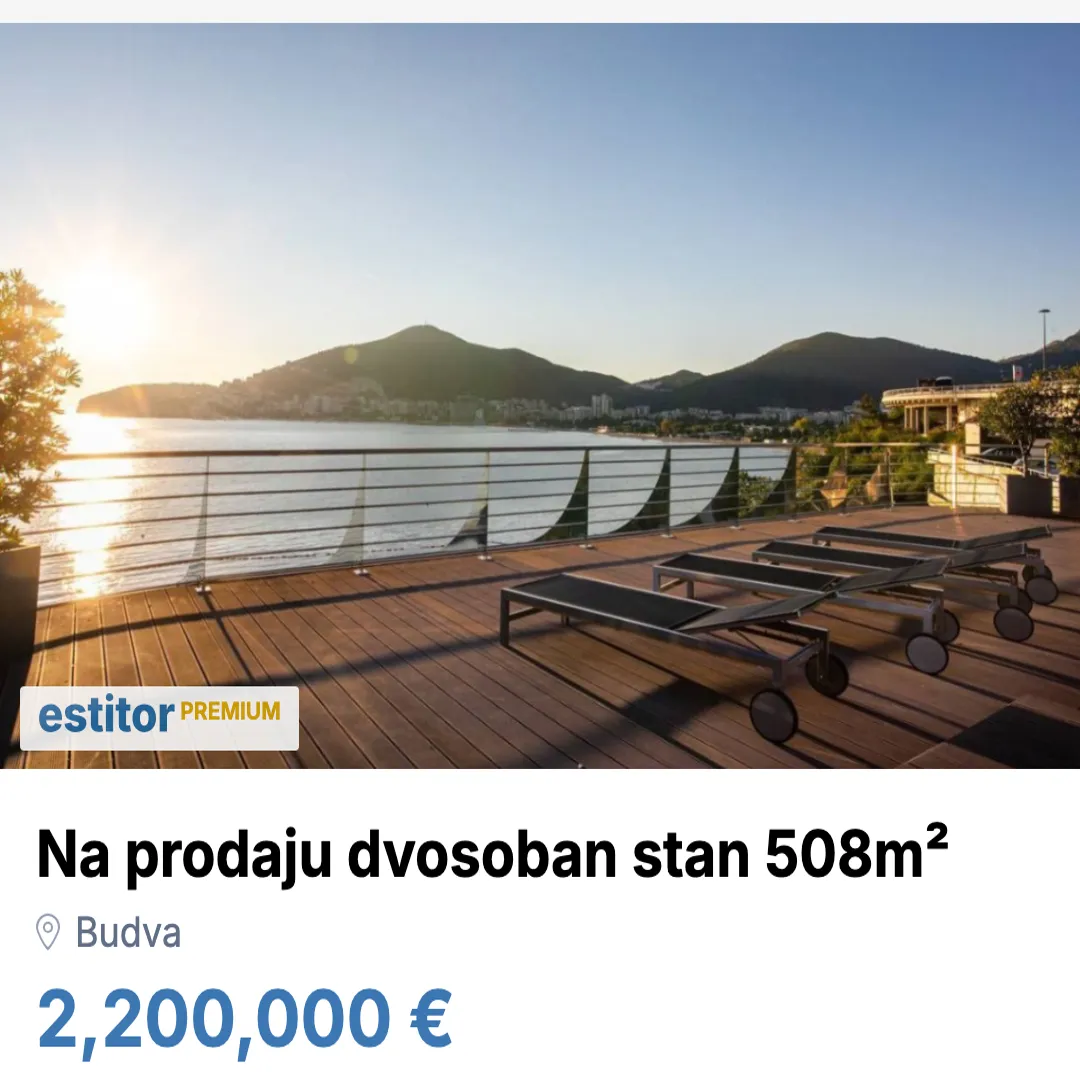 Prodaja, dvosoban stan, 508m², Budva, Crna Gora