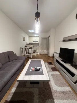Dnevna soba sa garniturom, stočićem i TV-om, sa pogledom na trpezariju i kuhinju. - image 3
