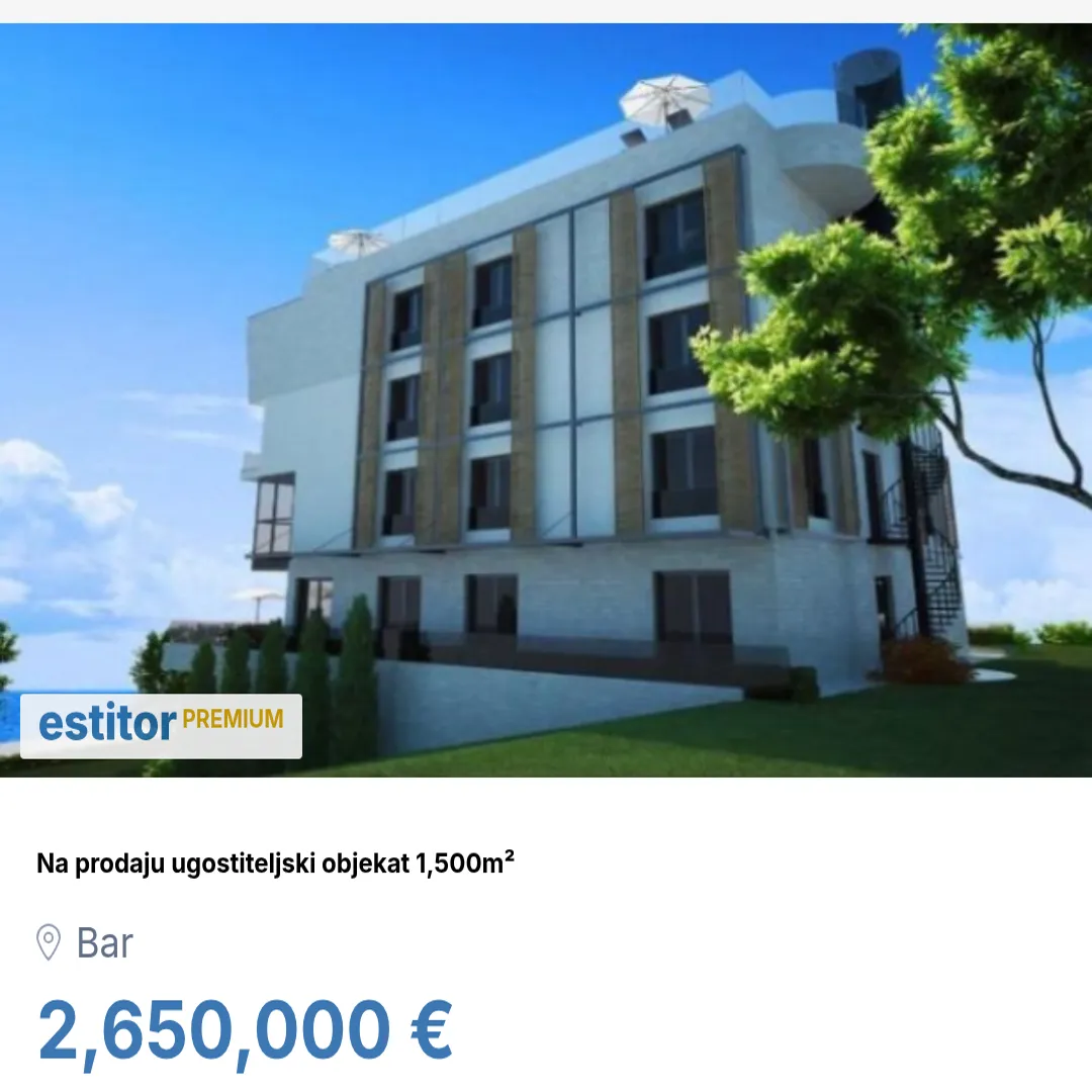 Prodaja, ugostiteljski objekat, 1500m², Bar, Crna Gora