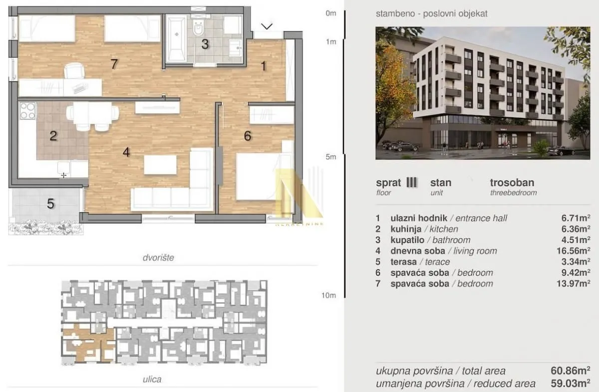 Sale, three bedroom apartment, 60m², Telep, Novi Sad Sve Podlokacije