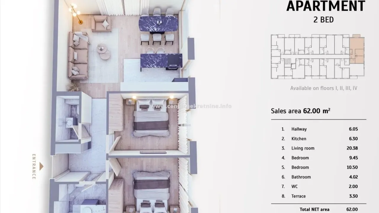 Prodaja, dvosoban stan, 62m², Kolašin, Crna Gora