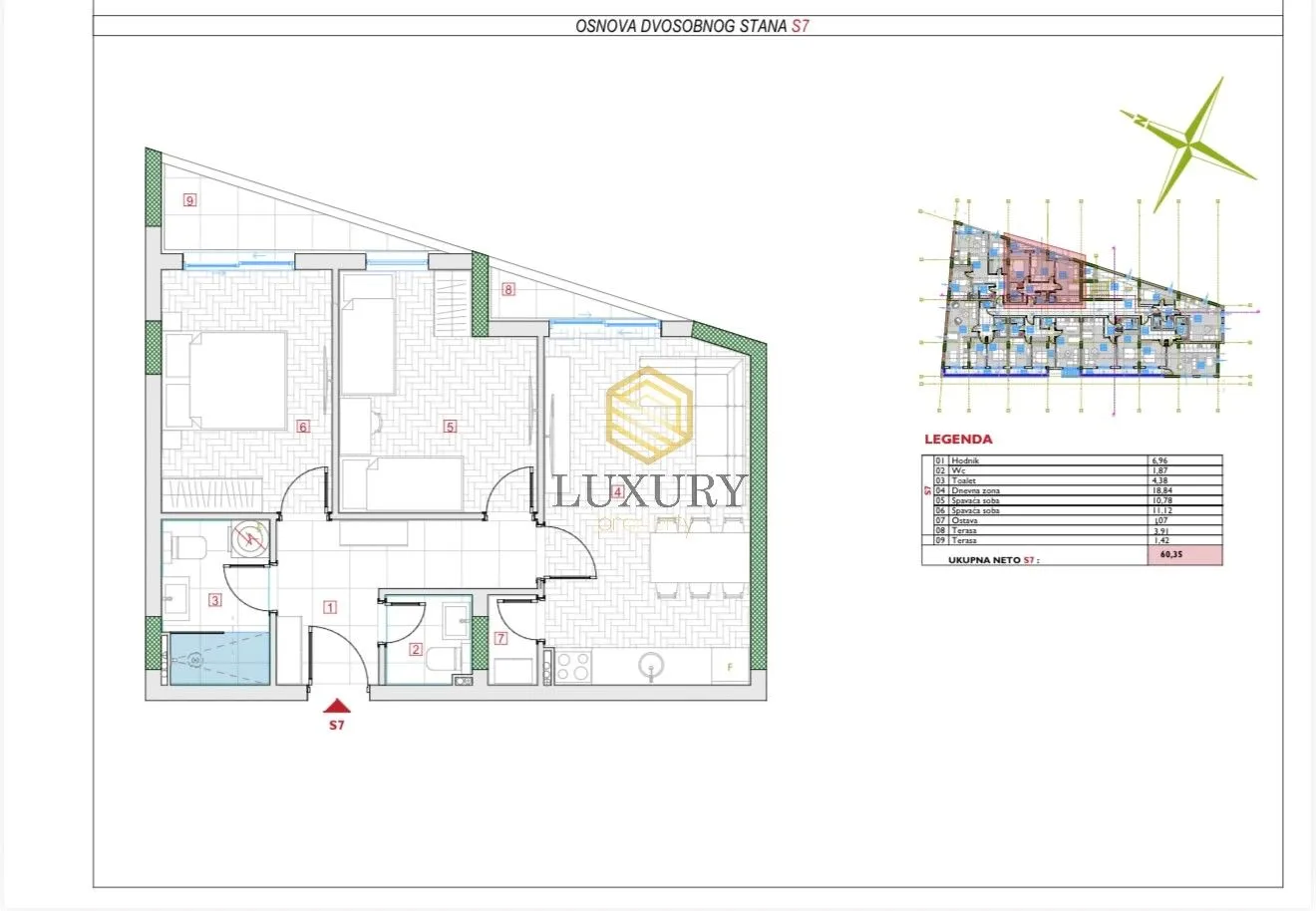 Prodaja, dvosoban stan, 60m², Zabjelo, Podgorica