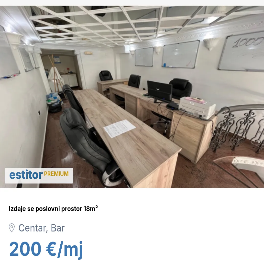 Rent, office space, 18m², Centar, Bar