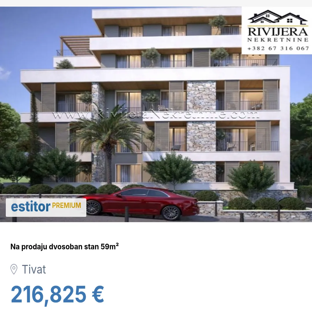 Prodaja, dvosoban stan, 59m², Tivat, Crna Gora