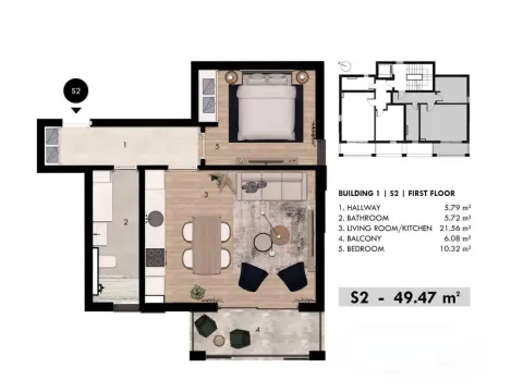 Prodaja, jednosoban stan, 49m², Donja Lastva, Tivat - image 2