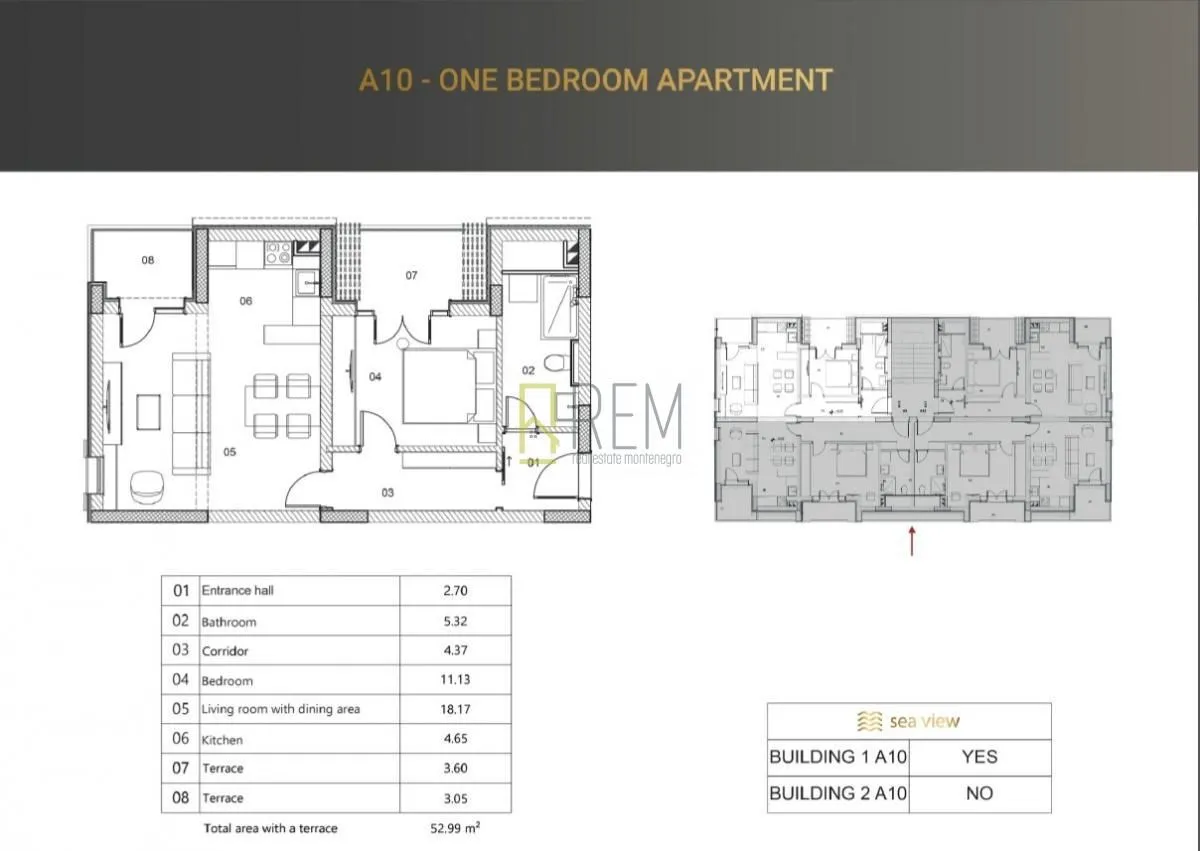 Prodaja, jednosoban stan, 49m², Risan, Kotor