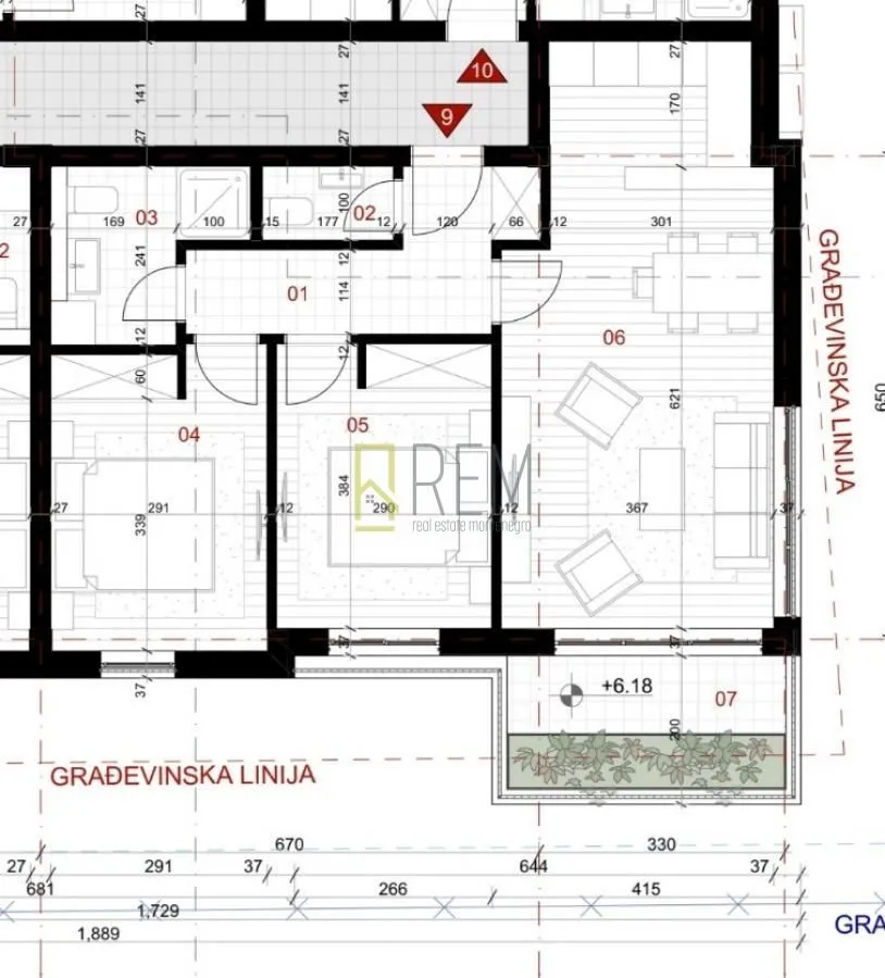 Rent, one bedroom apartment, 45m², Centar, Budva