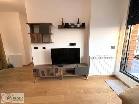 Dnevna soba sa televizorom i drvenim nameštajem. - image 5