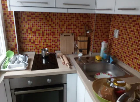 Manja kuhinja sa ugrađenom pločom za kuvanje, sudoperom i radnom površinom. - image 2