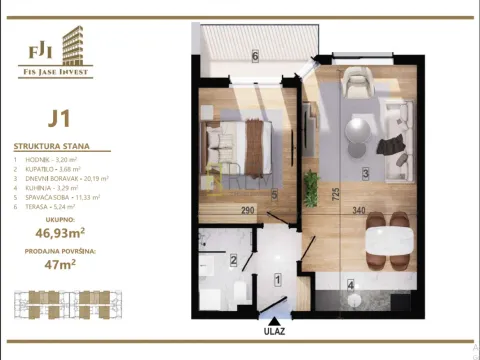 Prodaja, jednosoban stan, 47m², Zagorič, Podgorica - image 4
