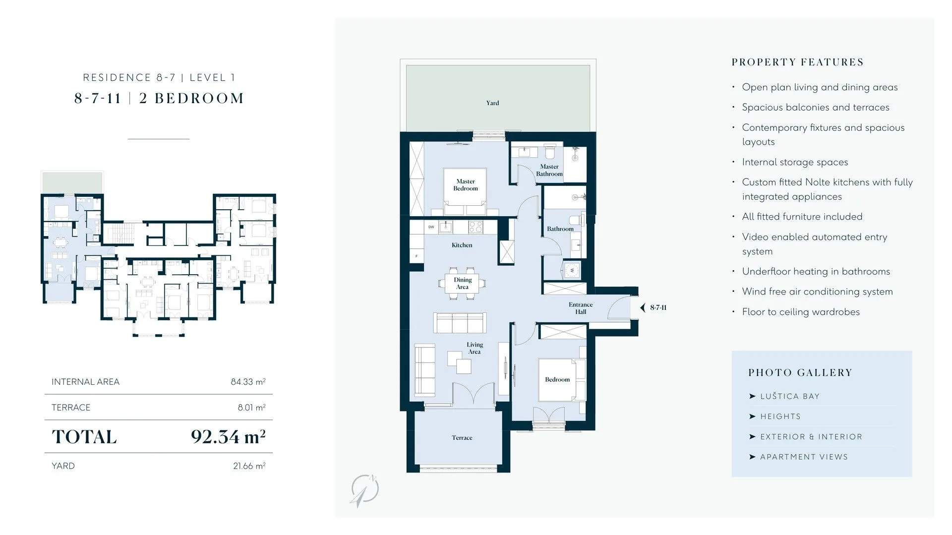 Prodaja, dvosoban stan, 92m², Luštica Bay, Tivat