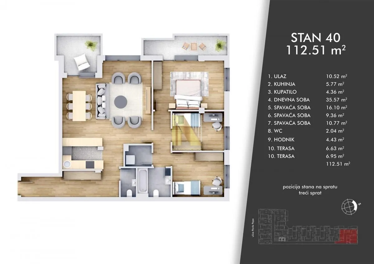 Sale, four bedroom apartment, 112m², Centar, Novi Sad