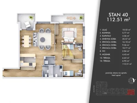 Prodaja, četvorosoban stan, 112m², Centar, Novi Sad