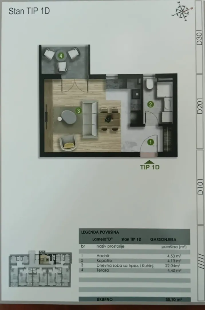 Sale, one bedroom apartment, 32m², Bar, Crna Gora