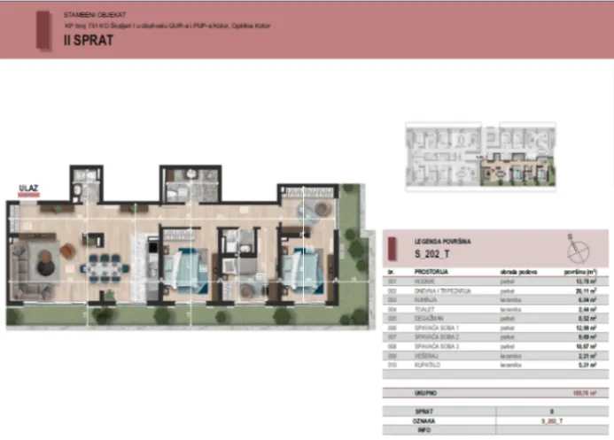 Prodaja, jednosoban stan, 50m², Škaljari, Kotor