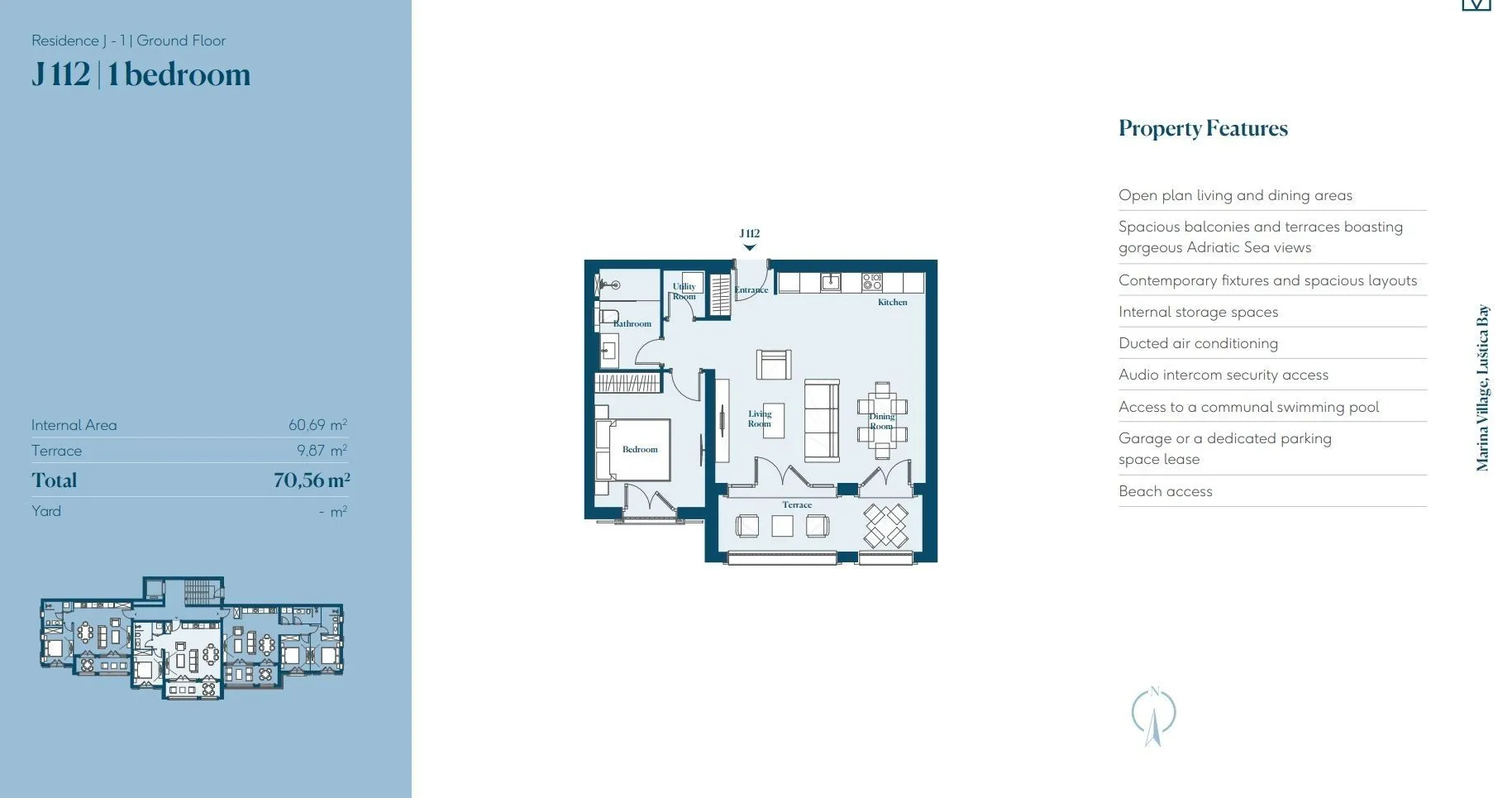 Prodaja, jednosoban stan, 70m², Tivat, Crna Gora