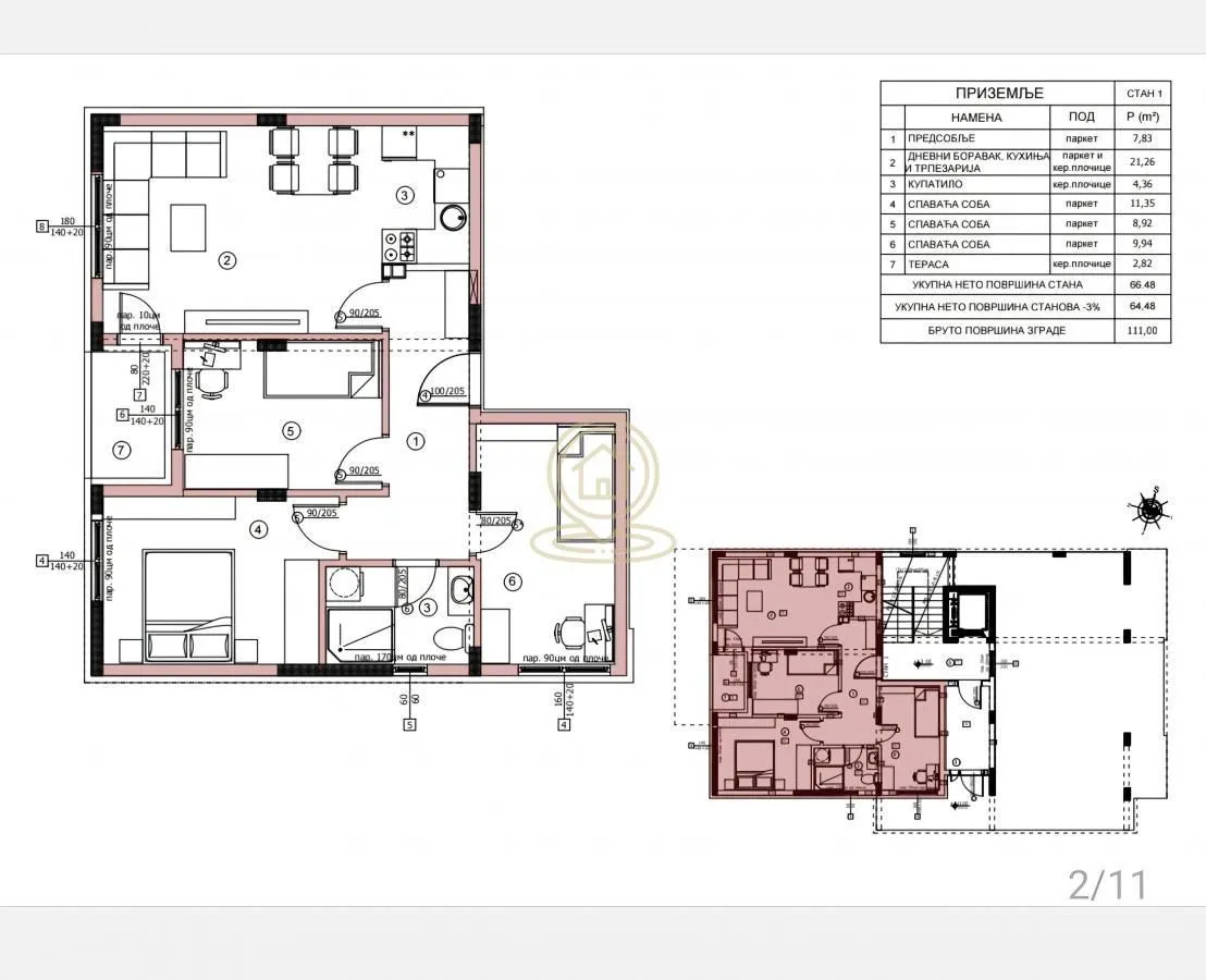 Prodaja, trosoban stan, 67m², Pantelej, Niš