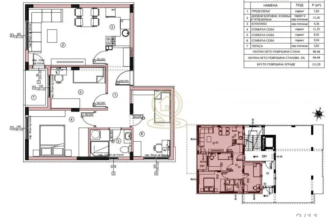 Prodaja, trosoban stan, 67m², Pantelej, Niš