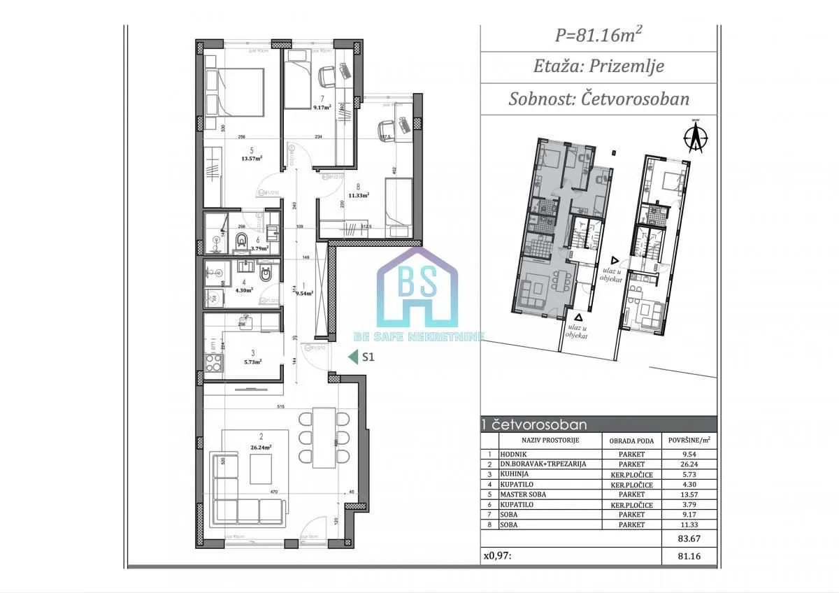 Prodaja, trosoban stan, 81m², Telep, Novi Sad Sve Podlokacije