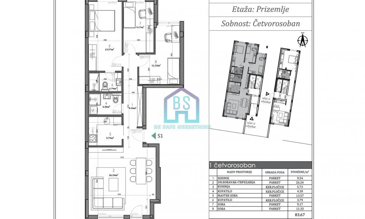 Prodaja, trosoban stan, 81m², Telep, Novi Sad Sve Podlokacije