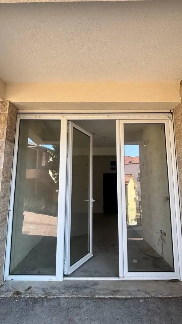 Entrance door and building facade.