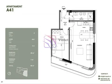 Sale, one bedroom apartment, 56m², Ulcinj, Crna Gora - image 9