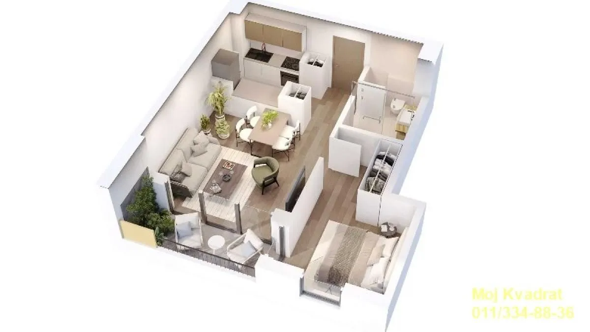 Sale, two bedroom apartment, 46m², Zeleno Brdo, Zvezdara Sve Podlokacije