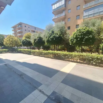 Paved courtyard area in front of the residential building with landscaped greenery and trees. - image 6