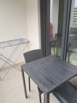 Namtještena terasa sa stolom, stolicama i sušilicom za veš. - image 8
