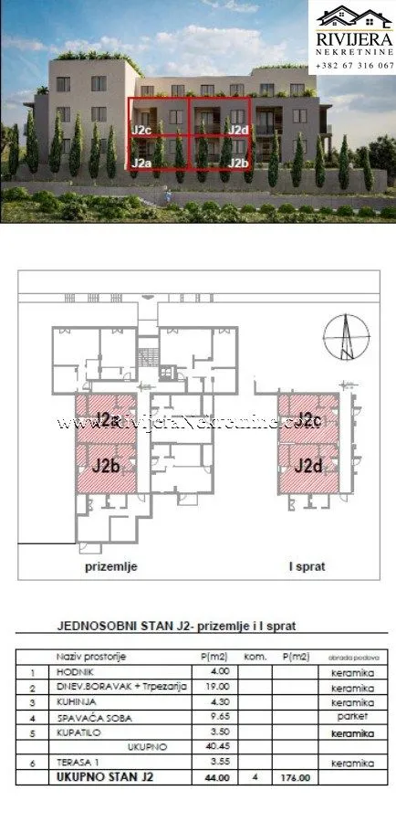 Prodaja, jednosoban stan, 62m², Dobrota, Kotor