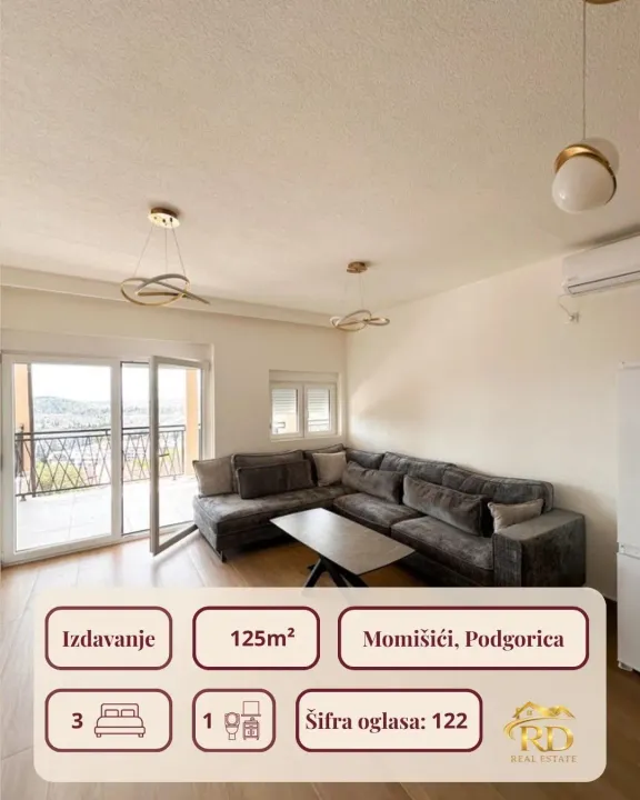 Rent, three bedroom apartment, 125m², Momišići, Podgorica