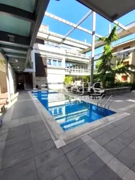 Building courtyard with a swimming pool and sun loungers. - image 20