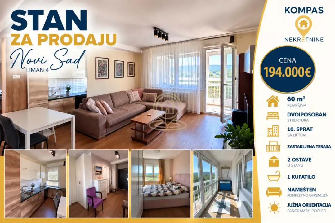 Sale, two bedroom apartment, 60m², Centar, Novi Sad