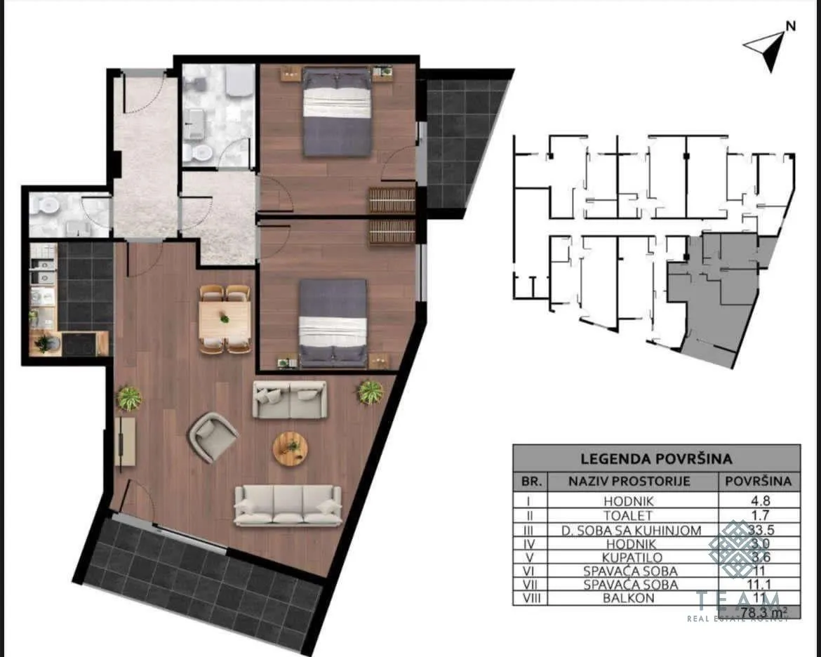 Prodaja, dvosoban stan, 78m², Ljubović, Podgorica