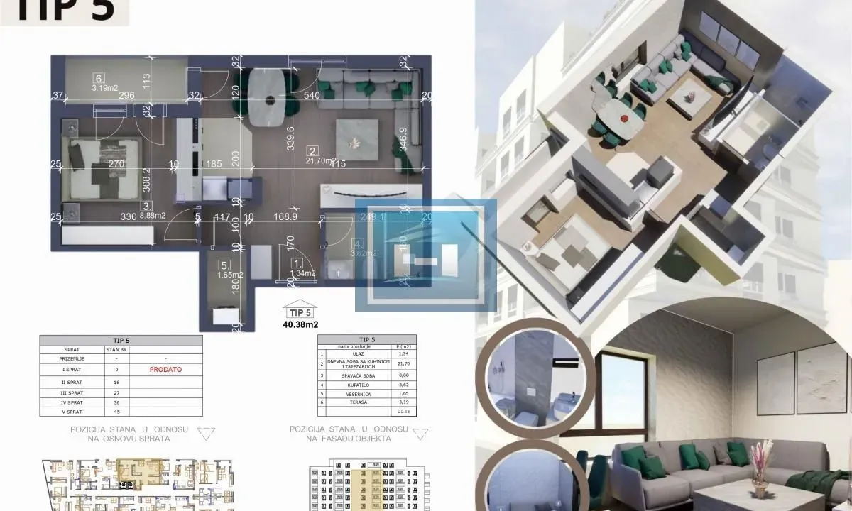 Prodaja, jednosoban stan, 40m², Centar, Ćuprija